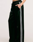 Satin Track Pants with Side Stripes