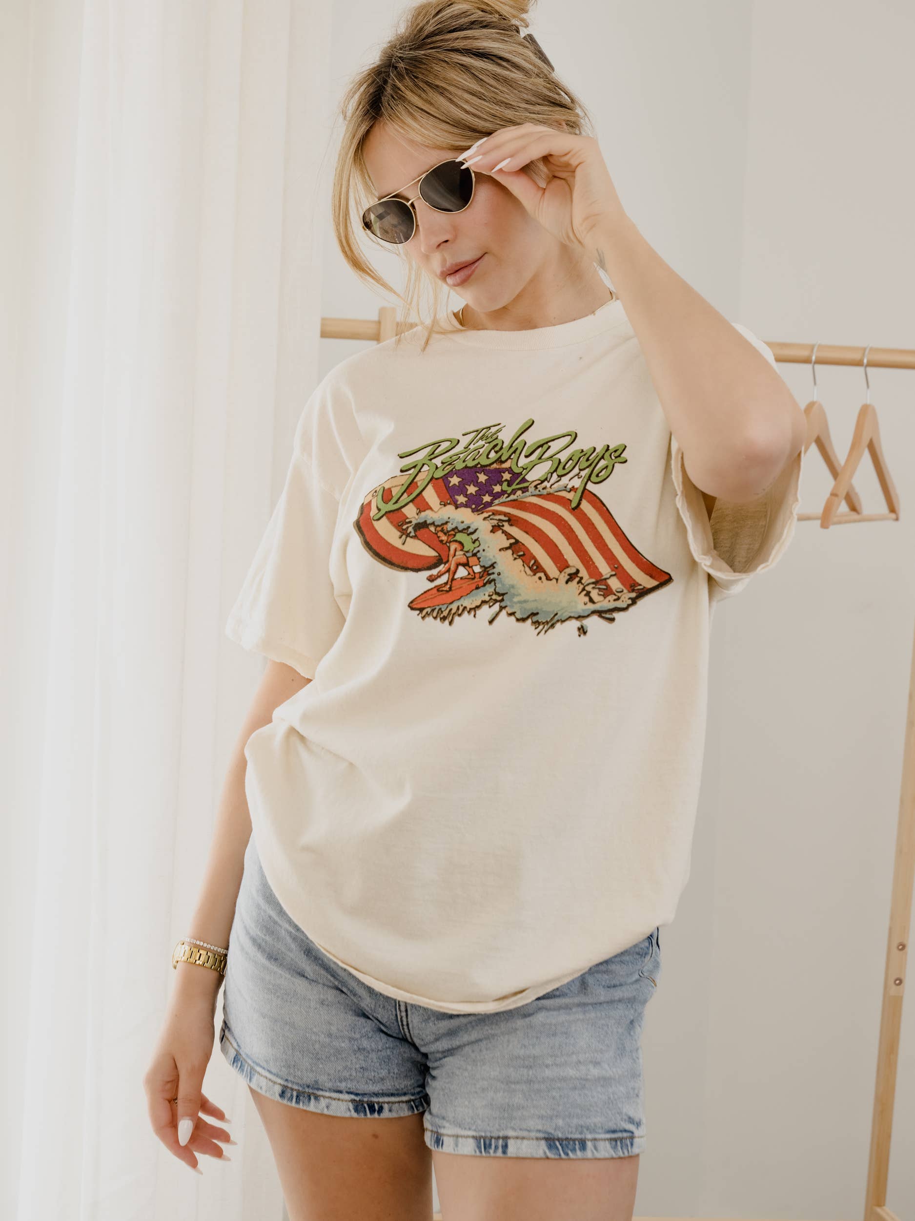 Beach Boys Backstage Flag Off White Thrifted Tee