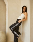 Satin Track Pants with Side Stripes