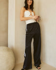 Satin Track Pants with Side Stripes