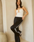 Satin Track Pants with Side Stripes