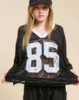 85 Graphic Jersey Top with Lace Contrast