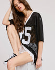 85 Graphic Jersey Top with Lace Contrast
