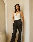 Satin Track Pants with Side Stripes