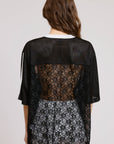 85 Graphic Jersey Top with Lace Contrast