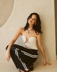 Satin Track Pants with Side Stripes