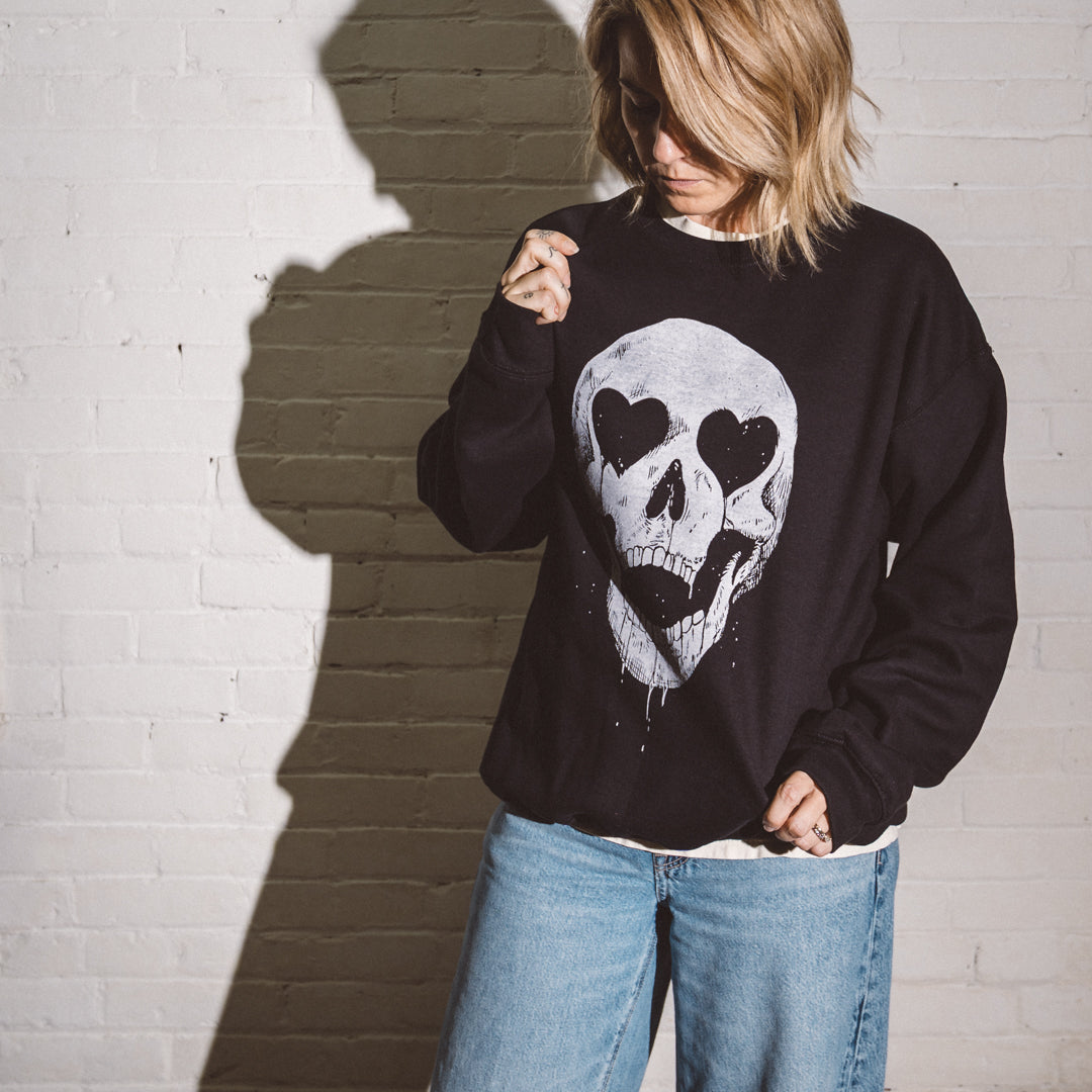 Heart Eye Skull Crewneck Sweatshirt