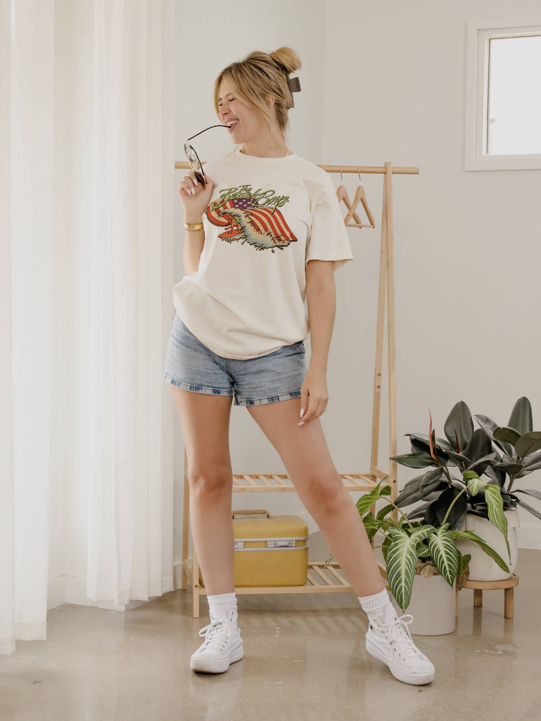 Beach Boys Backstage Flag Off White Thrifted Tee