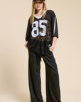 85 Graphic Jersey Top with Lace Contrast