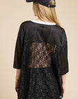 85 Graphic Jersey Top with Lace Contrast