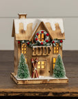 LIGHTED WOOD SKI LODGE