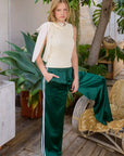 Satin Track Pants with Side Stripes