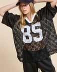 85 Graphic Jersey Top with Lace Contrast