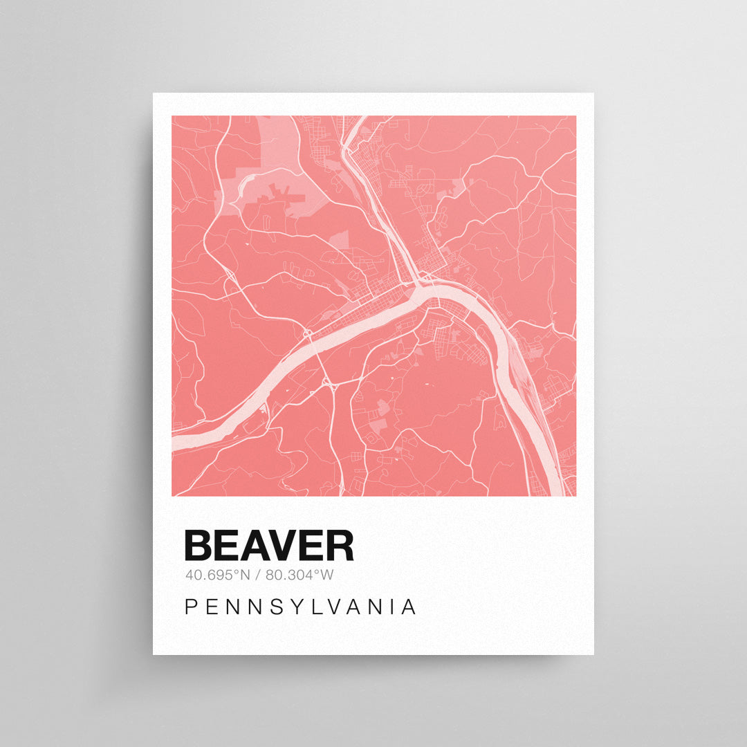 Color Swatch Map Print - Beaver
