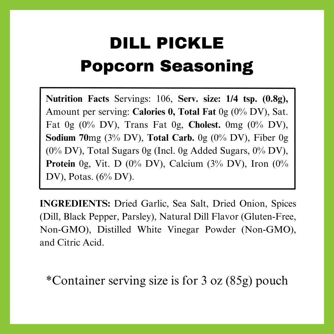 Dill Pickle Popcorn Seasoning - Tangy, Sour Snack Topping
