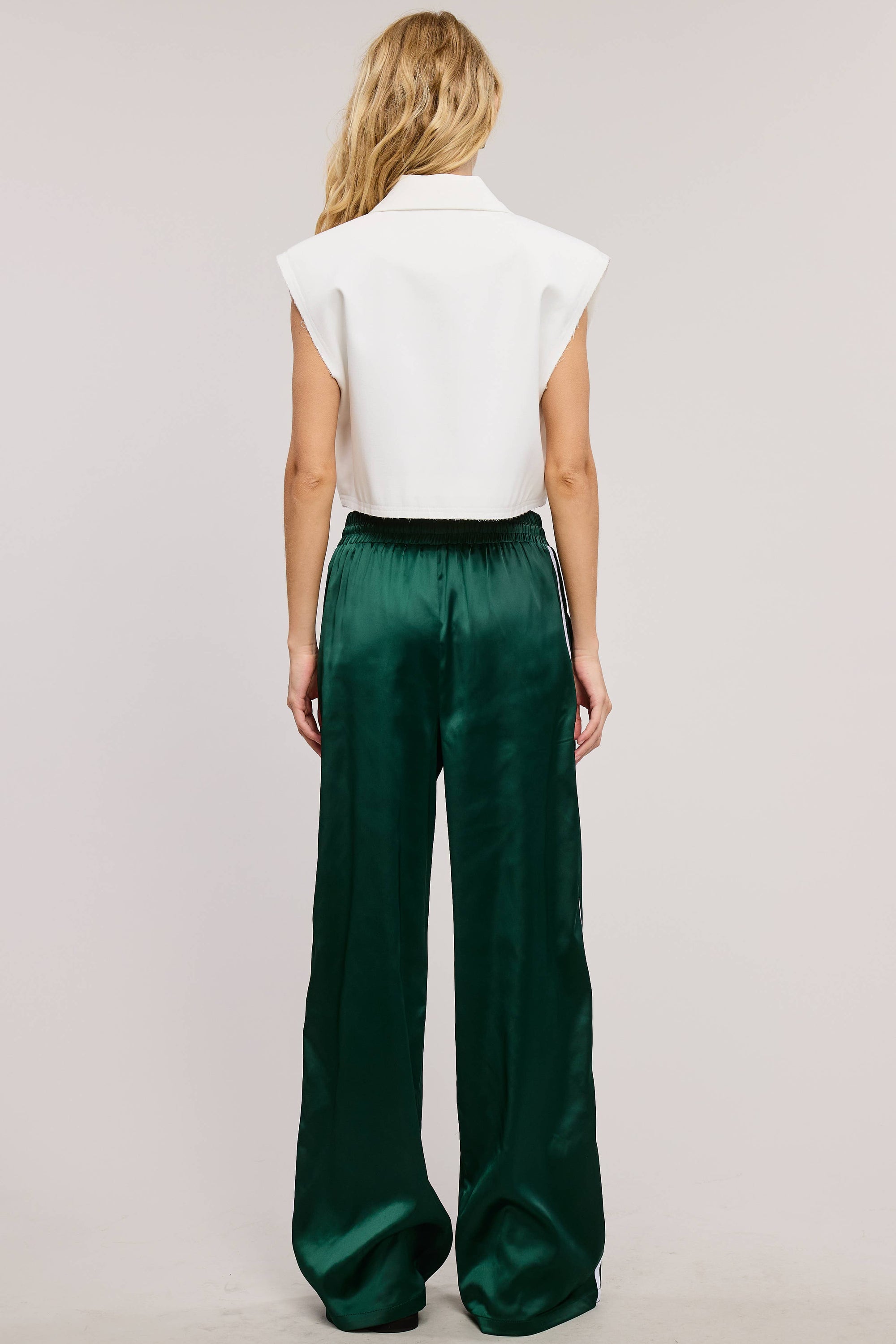 Satin Track Pants with Side Stripes
