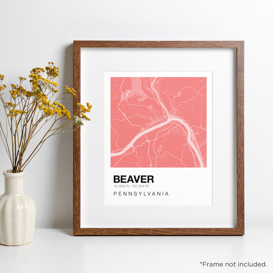 Color Swatch Map Print - Beaver